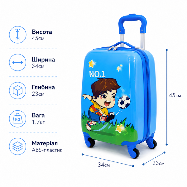 Дитяча валіза YUA2 міні 25л блакитна (YUA2-XS-Can-Kara)  YUA2-XS-Can-Kara фото