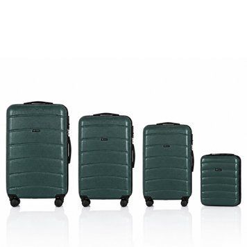Набір валіз з полікарбонату Wings 160PC 4 в 1 зелений (160PC-Set-Dark-green) 160PC-Set-Dark-green фото