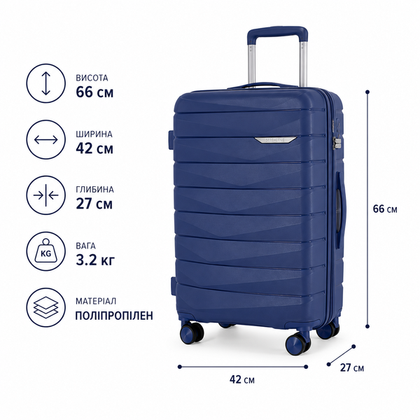 Чемодан Wings MUR01 средний 64л синий (MUR01-M-TitanBlue) MUR01-M-TitanBlue фото