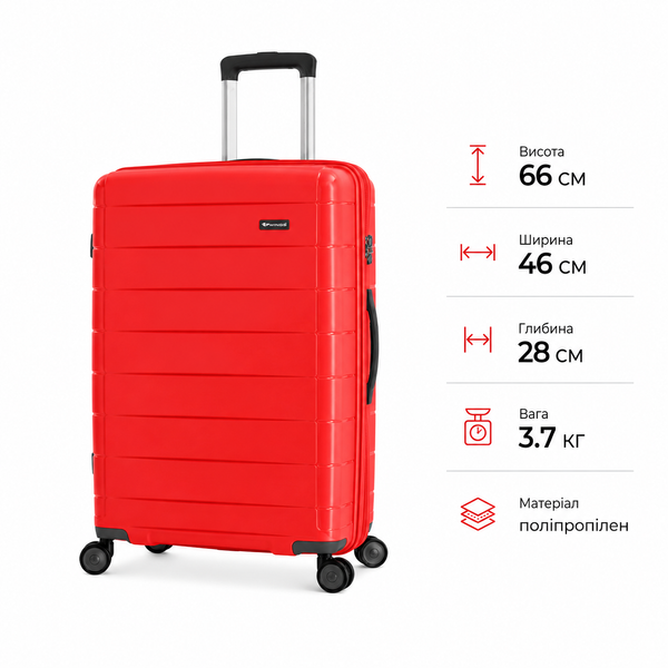 Чемодан Snowball 20303 средний 71л красный (20303-M-Red) 20303-M-Red фото